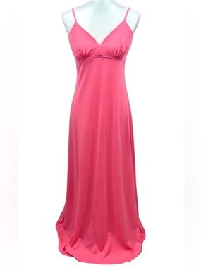 Vintage 70’s Florescent Neon Coral Pink Melon Sleeveless Maxi Dress